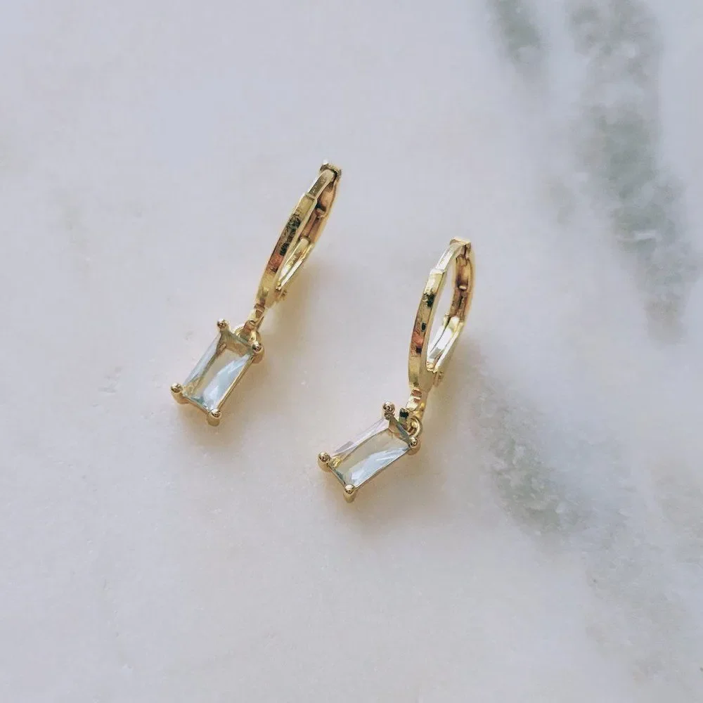 7/$35 Gold Tone Blue Rhinestone Huggies